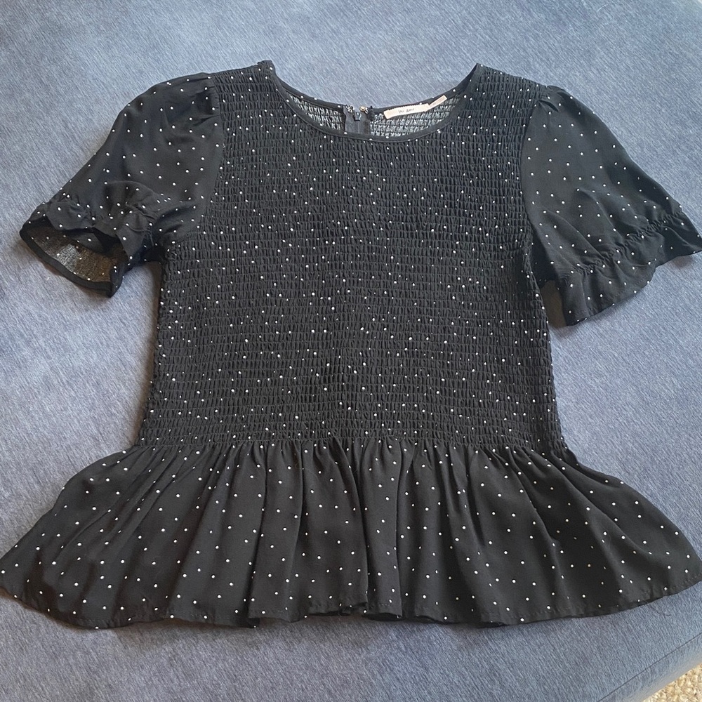 Black Polka Dot Peplum Top